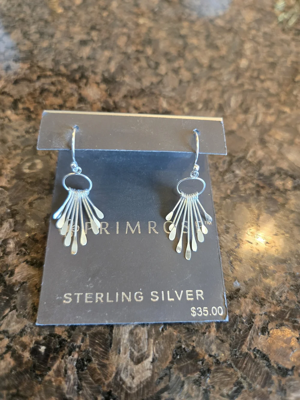 Primrose Sterling Silver Fan Drop Earrings - Silver - Picture 5 of 6